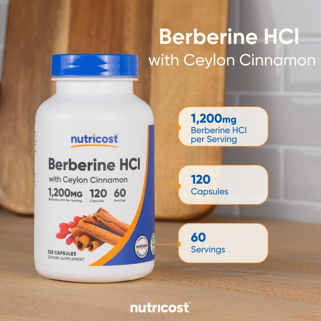 Nutricost Berberina HCl con Canela de Ceilán 120 Cápsulas