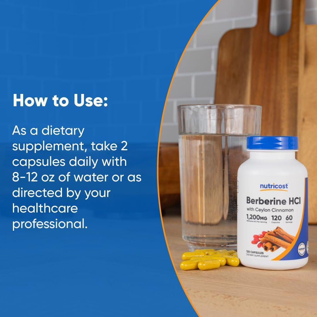 Nutricost Berberina HCl con Canela de Ceilán 120 Cápsulas