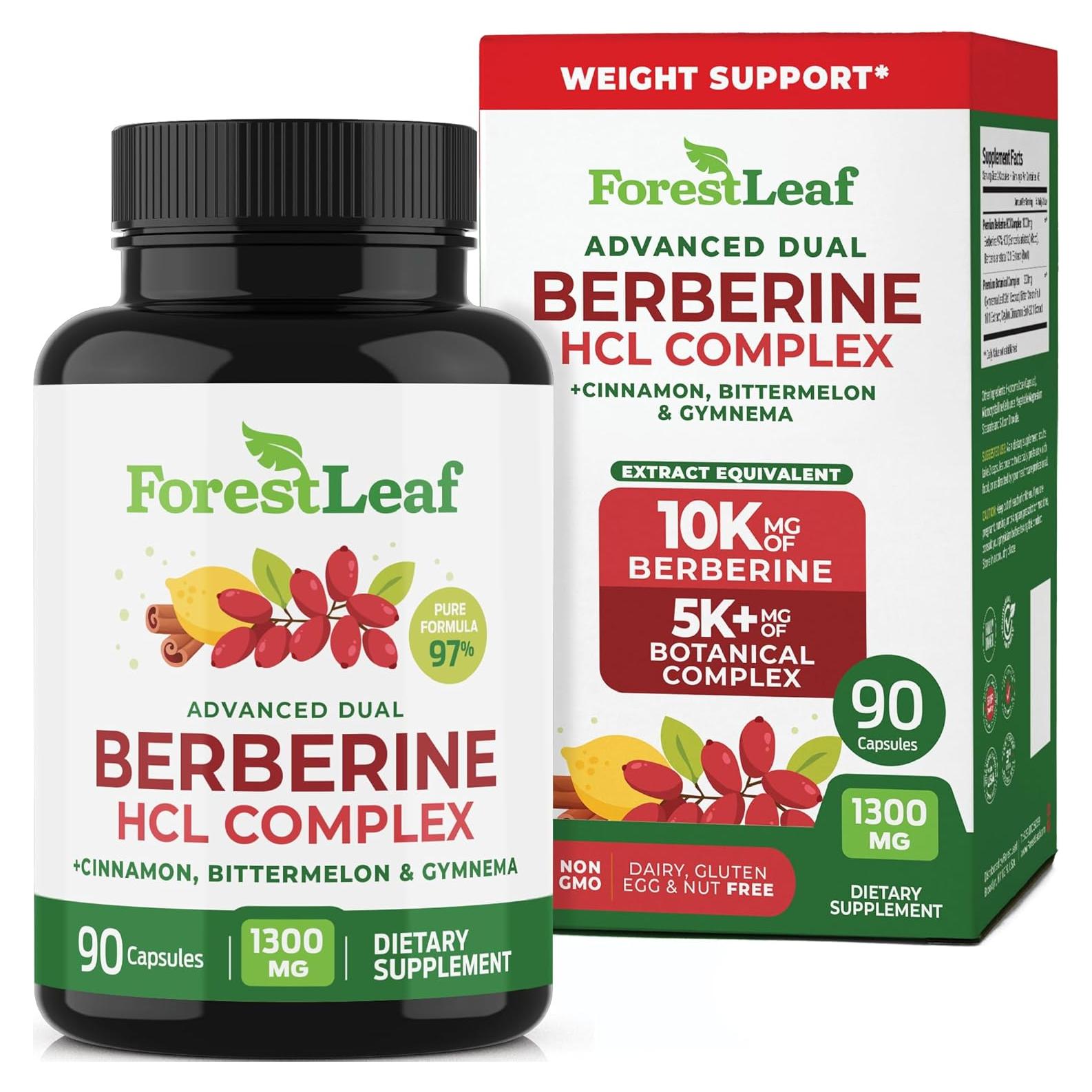 Suplemento de Berberina ForestLeaf 1300mg - 90 Cápsulas