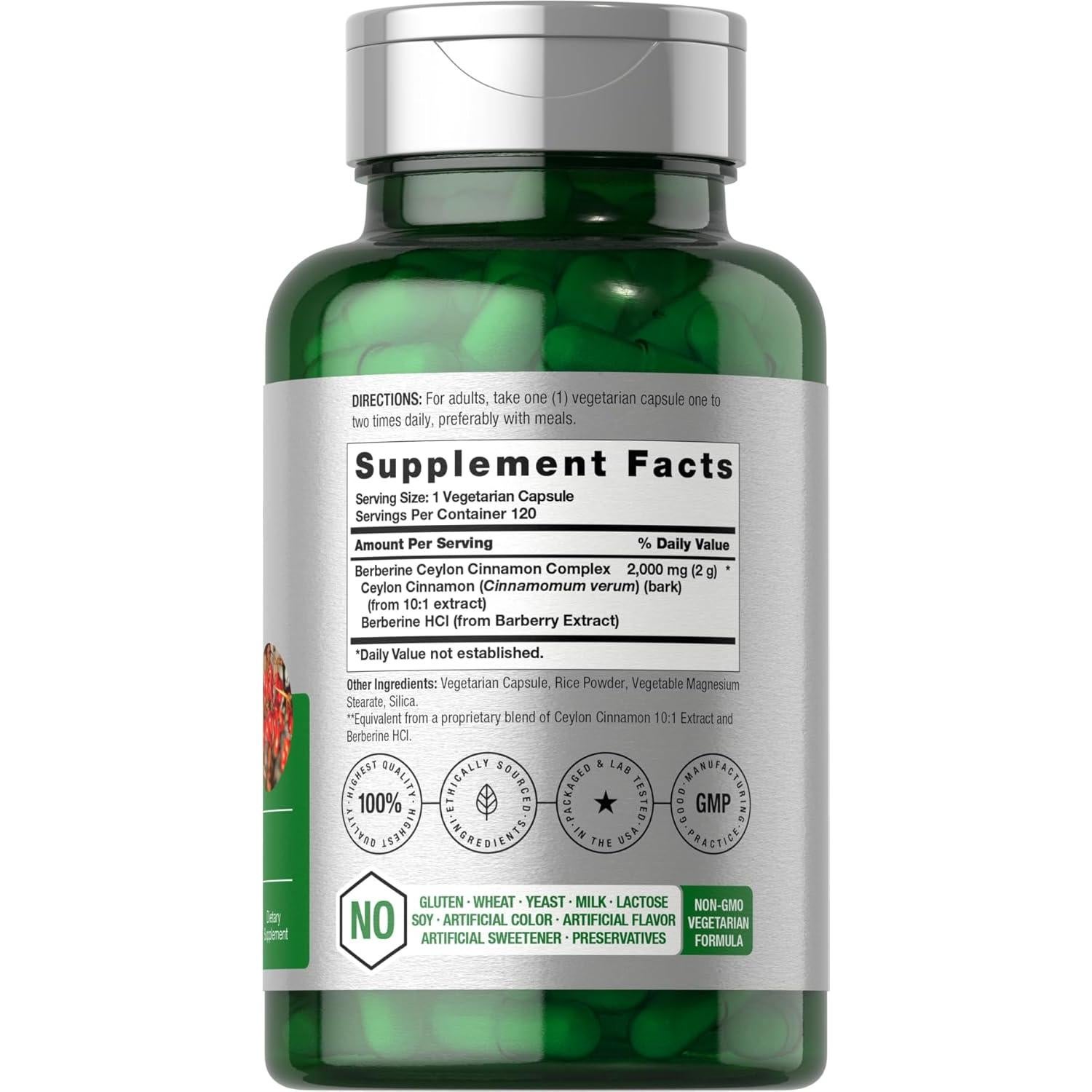 Suplemento de Berberina y Canela de Ceilán Horbaach 2000mg 120 Cápsulas