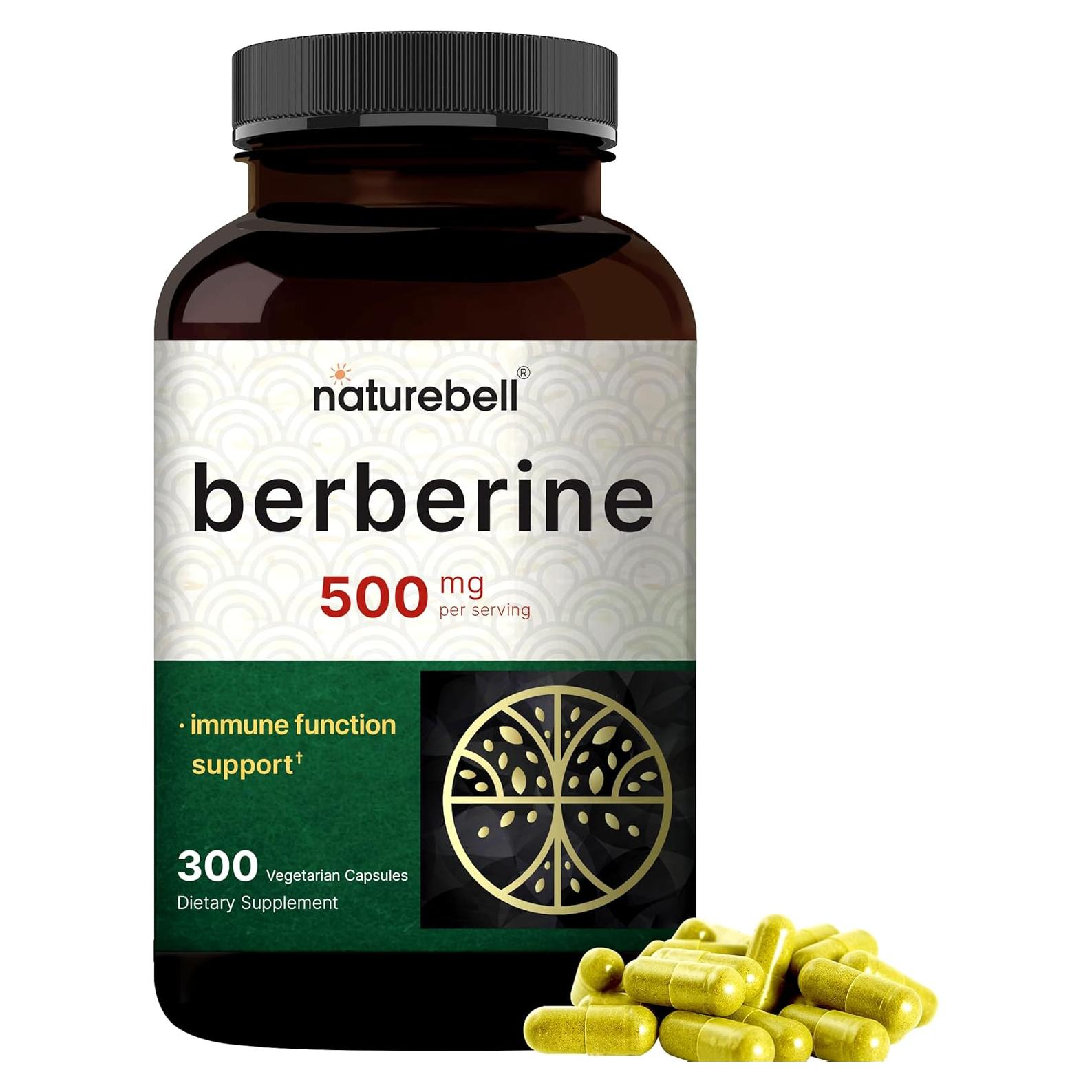 Suplemento de Berberina NatureBell 500mg - 300 Cápsulas Veganas