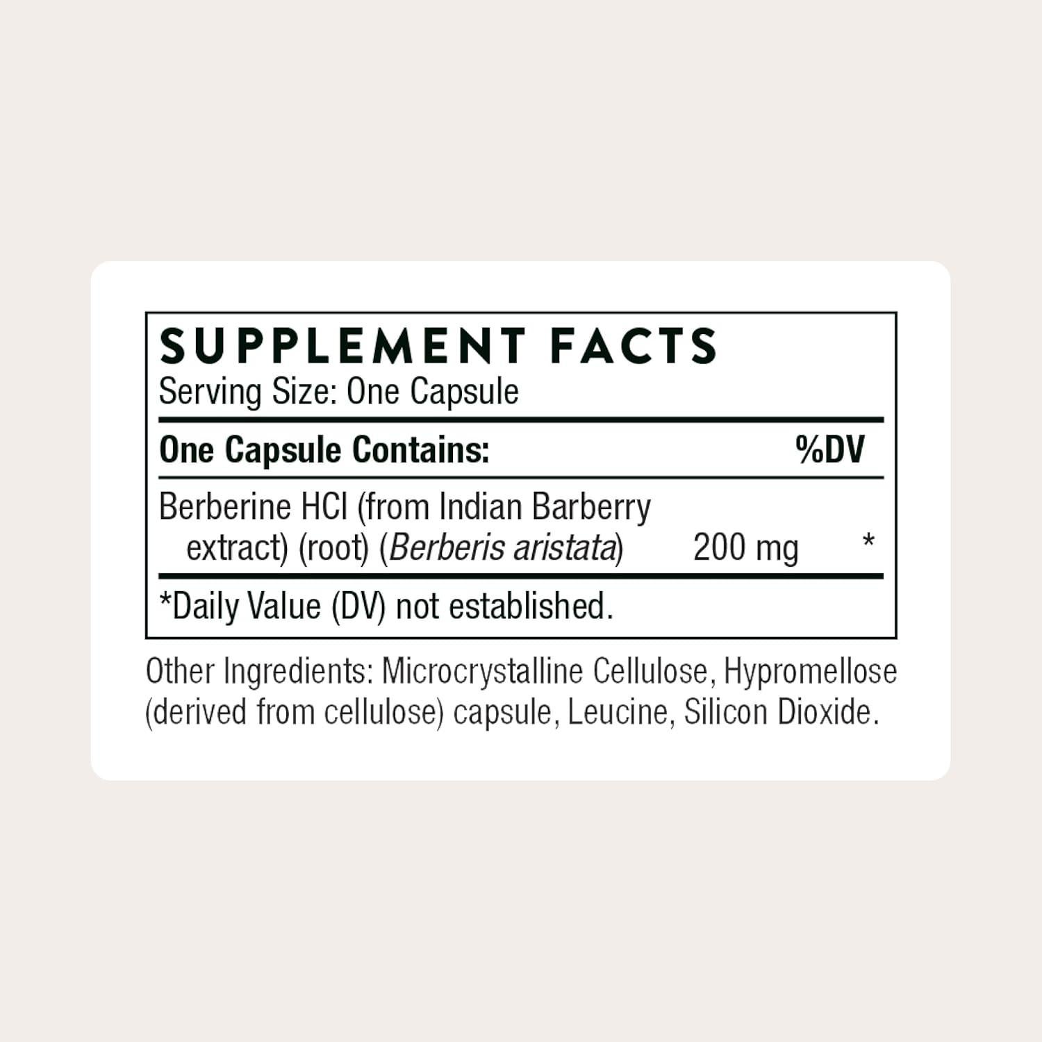 Suplemento de Berberina Thorne 200 mg - 60 Cápsulas