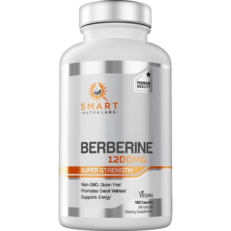 Suplemento de Berberina HCL 1200mg Smart Nutra Labs 180 Cápsulas Veganas