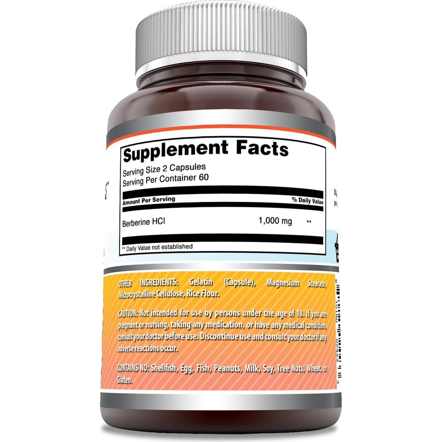 Suplemento de Berberina 1000mg Nutrición Asombrosa 120 Cápsulas