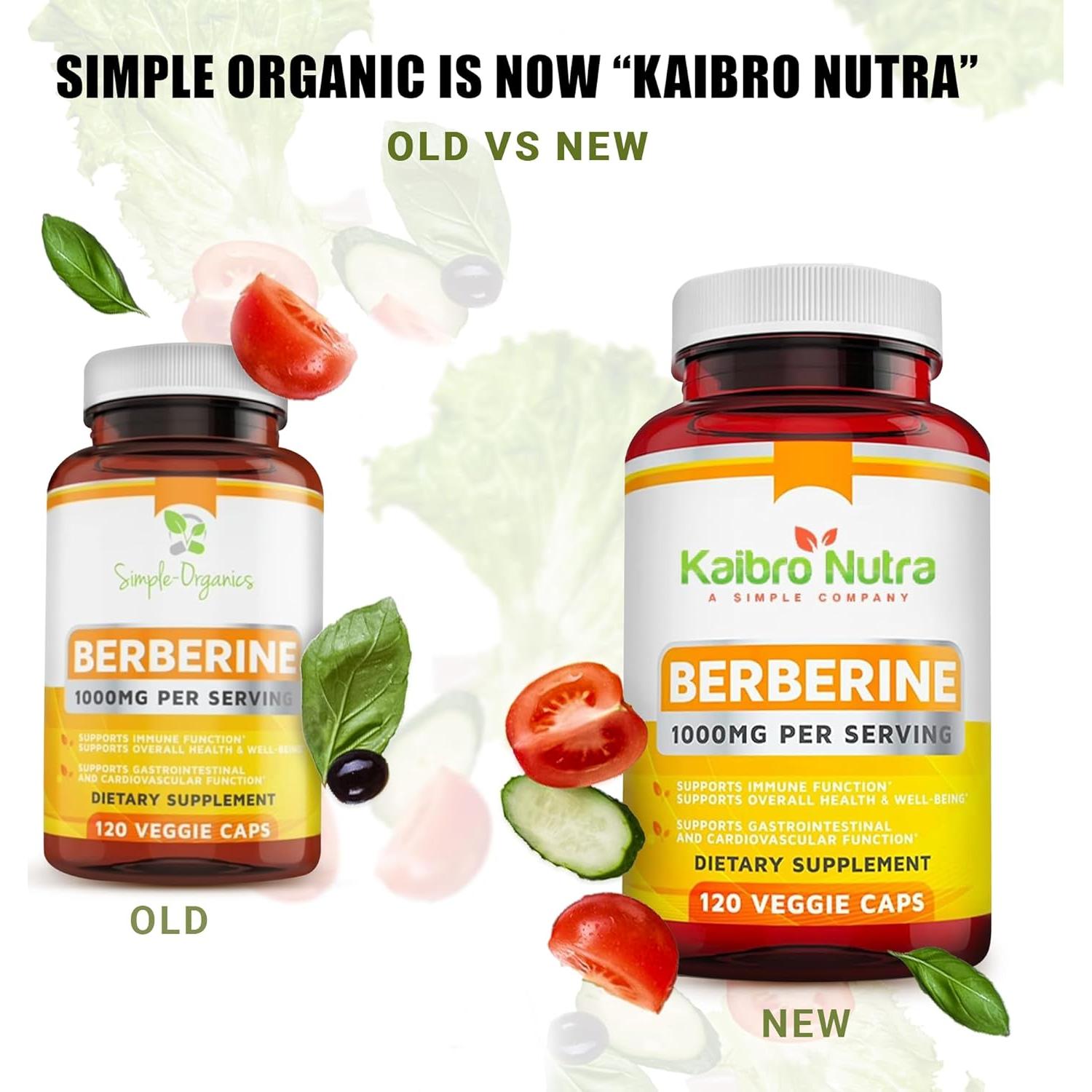 Suplemento de Berberina Kaibro Nutra 1000mg Vegano 120 Cápsulas