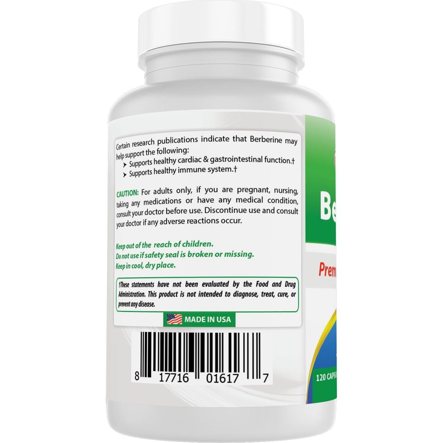Berberina 500mg Mejores Naturales 120 Cápsulas - Salud Inmunológica