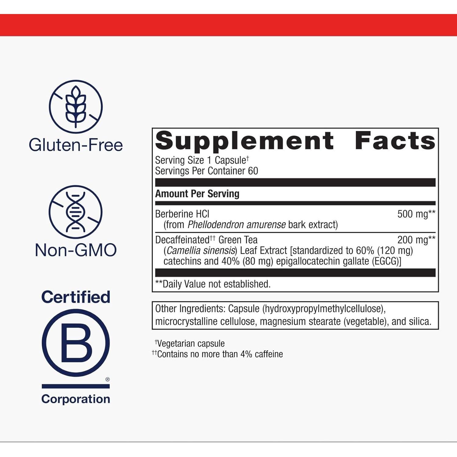 Suplemento Berberina GT Metagenics 500 mg - Salud Cardiovascular