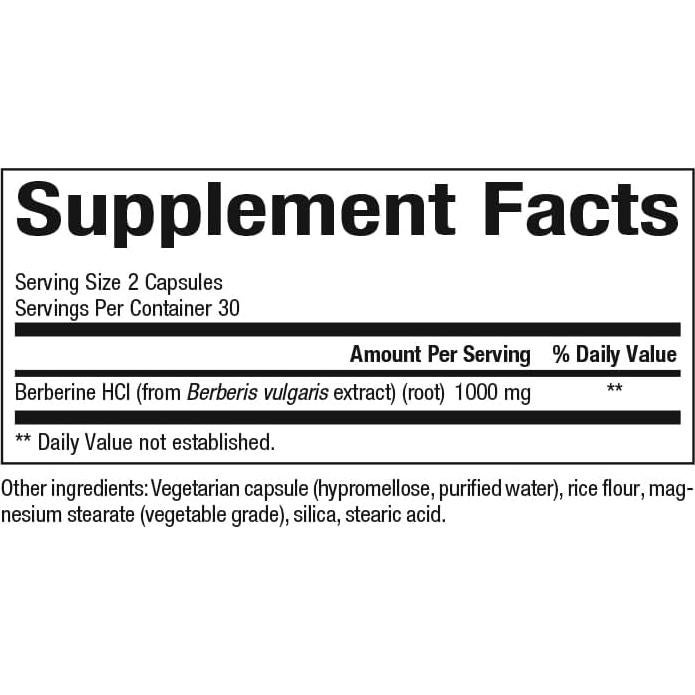 Suplemento Berberina Natural Factors 500 mg - 60 Cápsulas Veganas