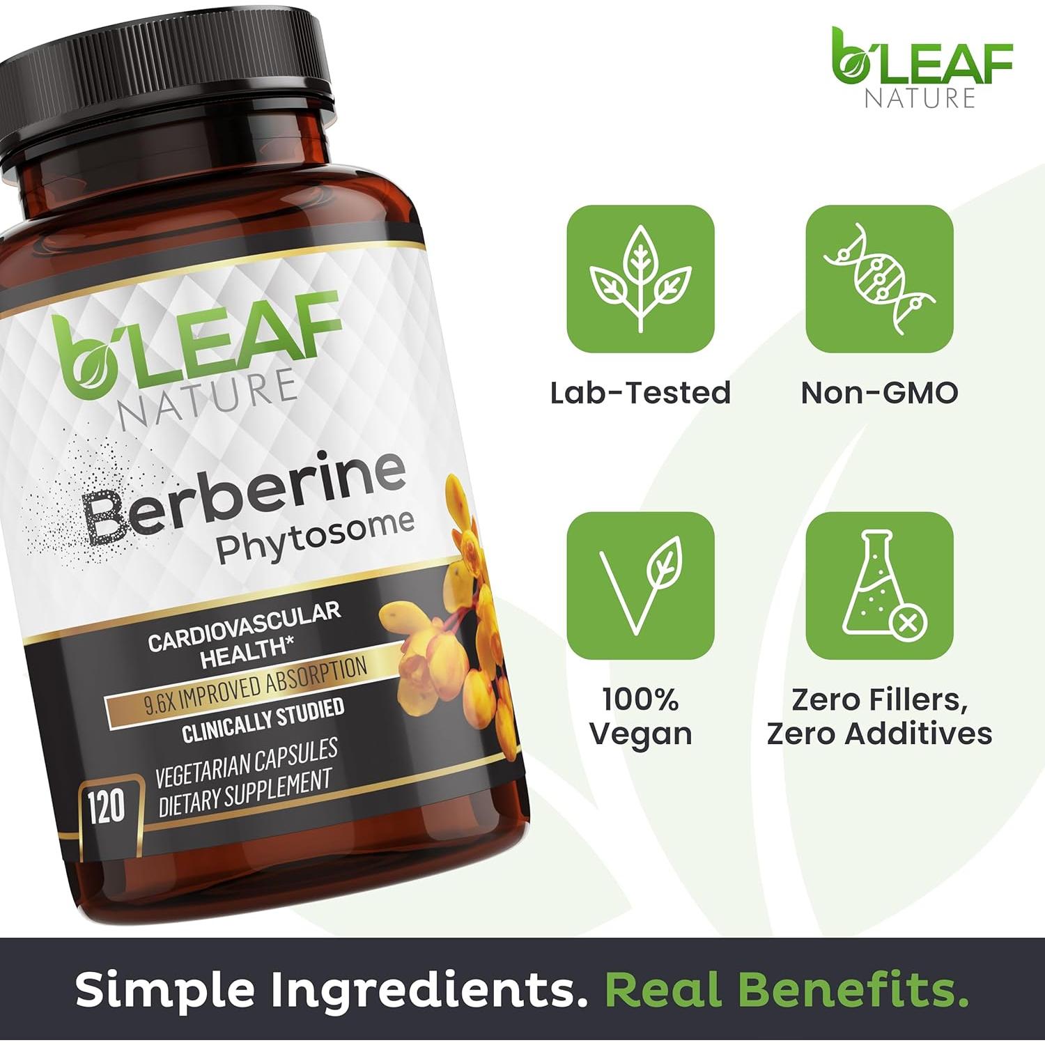Suplemento de Berberina B'Leaf Nature 120 Cápsulas 1100mg