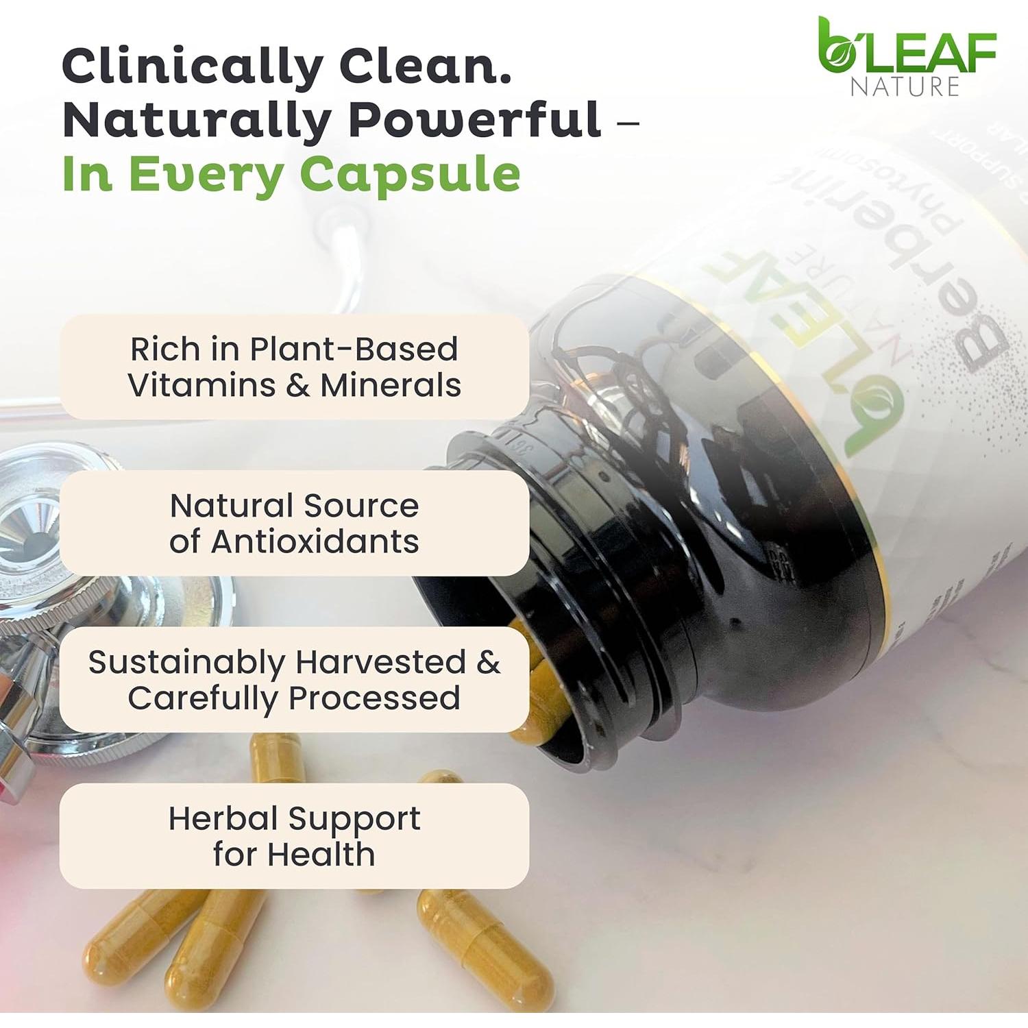 Suplemento de Berberina B'Leaf Nature 120 Cápsulas 1100mg