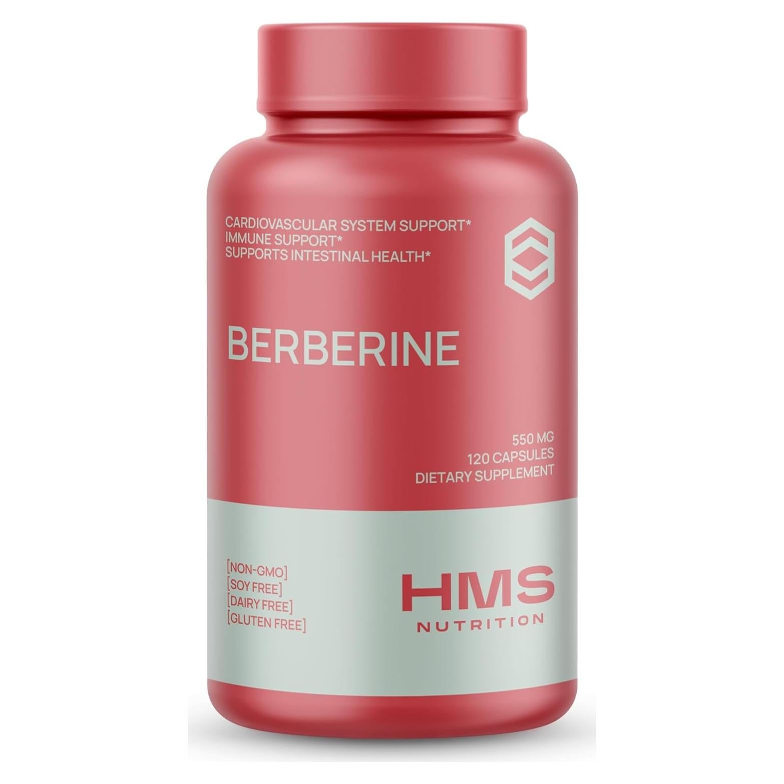 Suplemento de Berberina HCL 550mg HMS Nutrition 120 Cápsulas Veganas