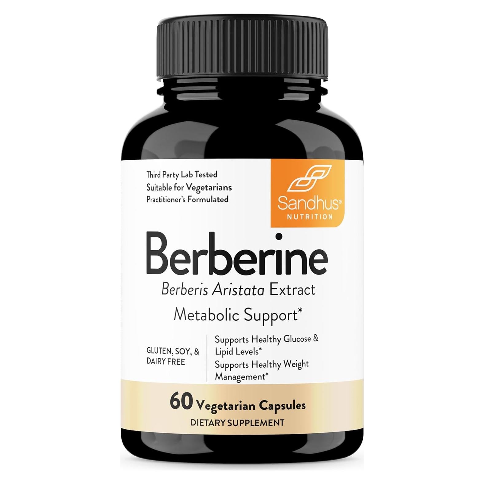 Suplemento de Berberina HCL Sandhu 500mg 60 cápsulas Vegetariano