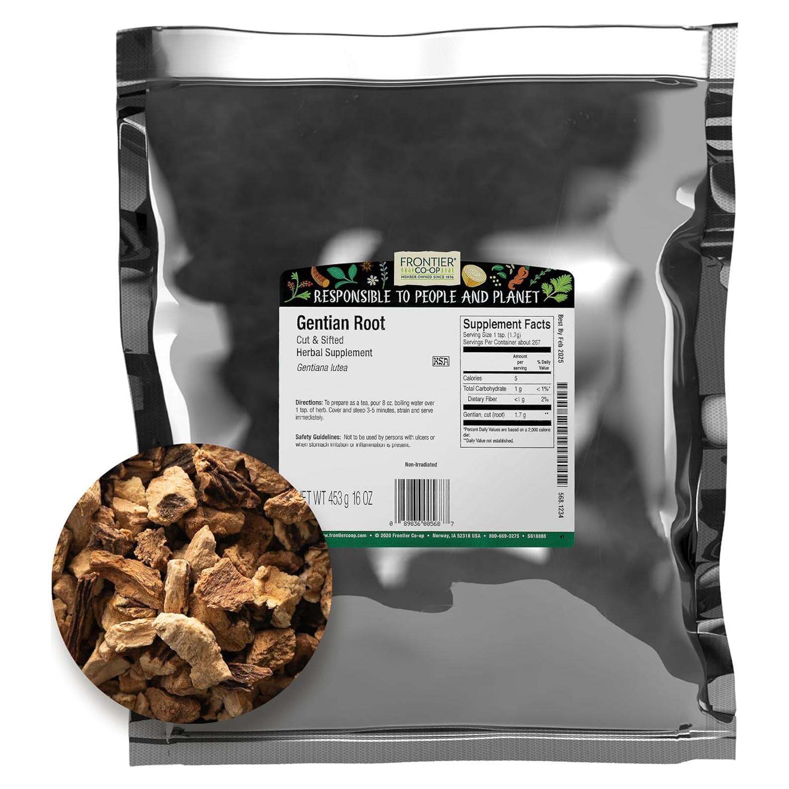 Raíz de Genciana Frontier Co-op 0.45kg - Hierba Natural para Té
