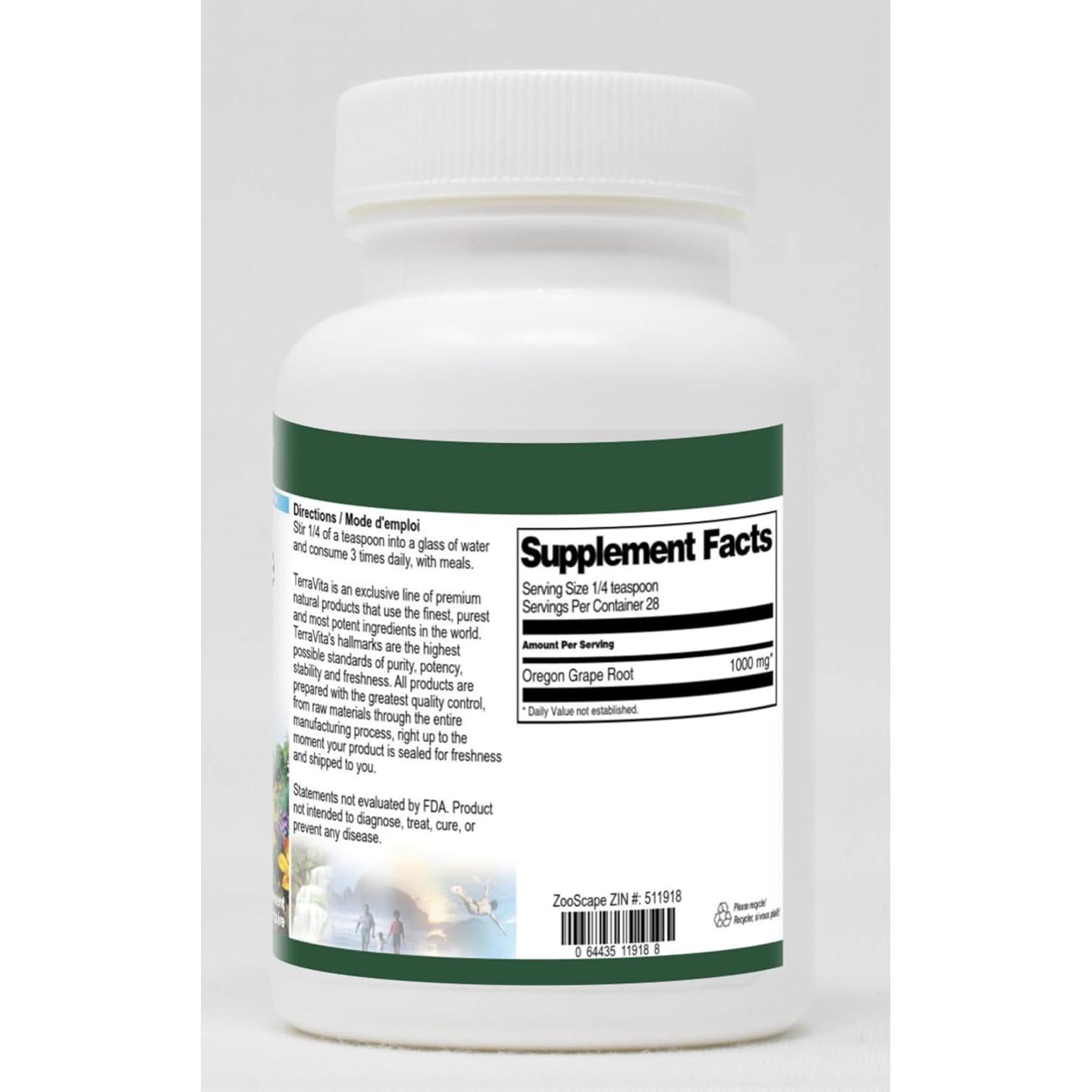 Polvo de Raíz de Uva de Oregón TerraVita 28 g Orgánico