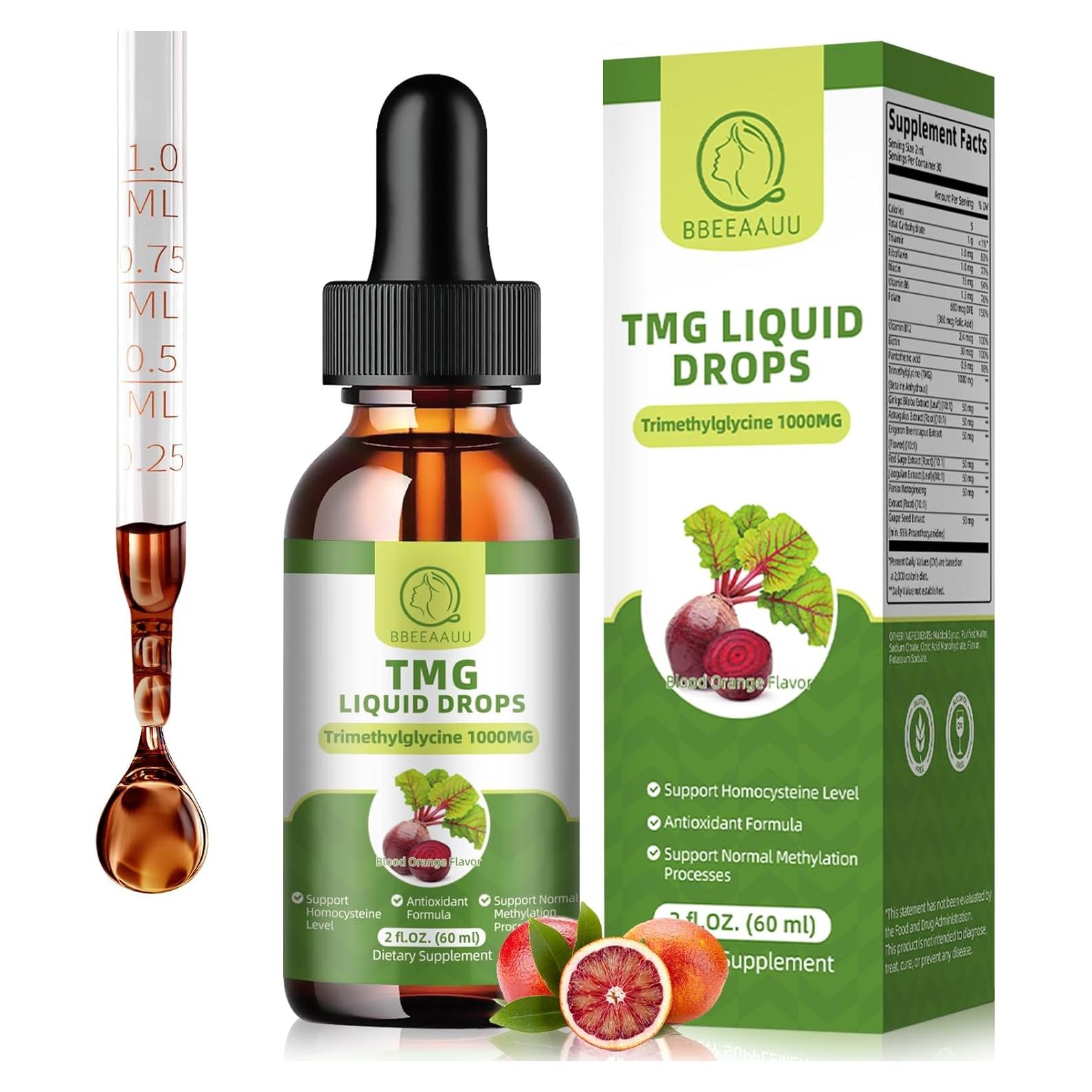 Gotas Líquidas de TMG 1000mg BBEEAAUU 59.15ml Vegano Sabor Naranja