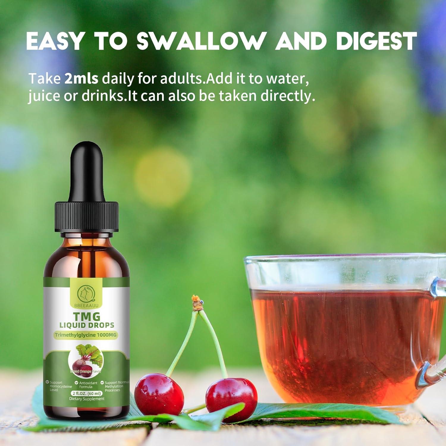 Gotas Líquidas de TMG 1000mg BBEEAAUU 59.15ml Vegano Sabor Naranja