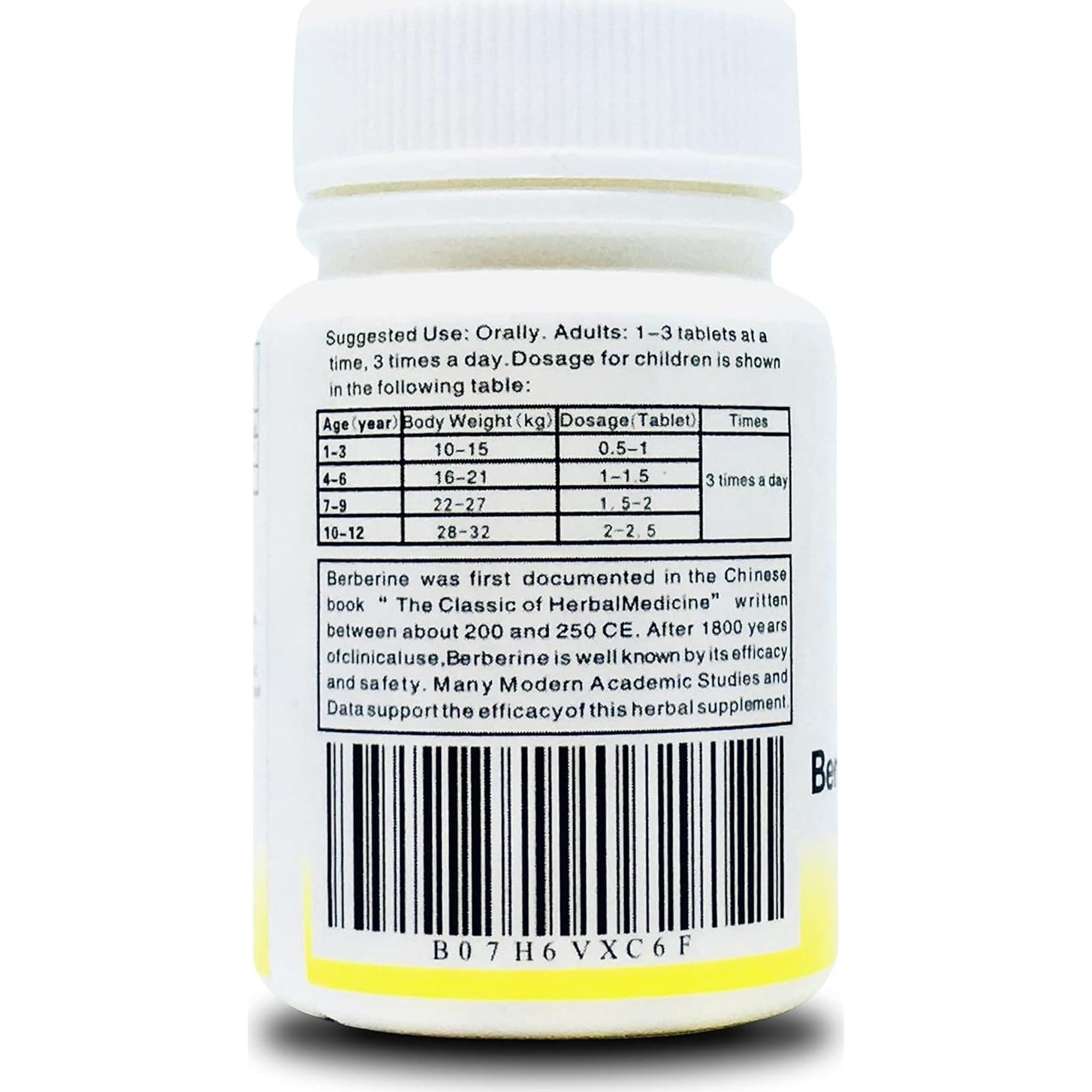 Píldoras de Berberina Huang Lian Su - 100 Tabletas - Salud Intestinal y Cardiovascular