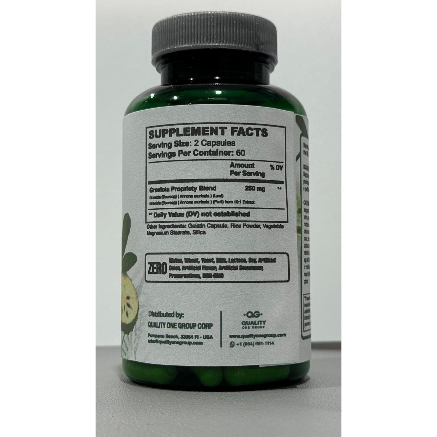 Suplemento de Graviola Pura Quality One - 2 Cápsulas Antioxidantes