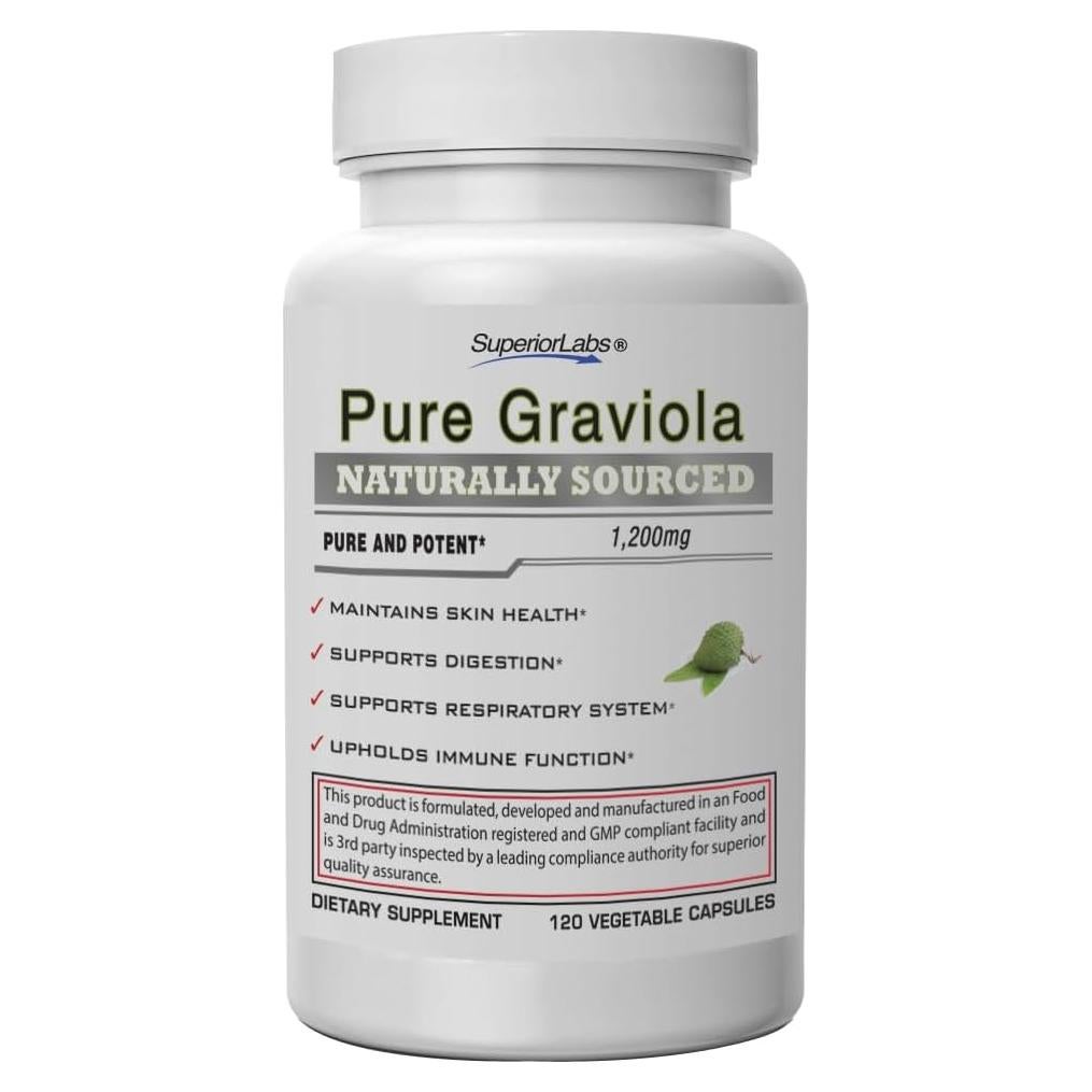 Suplemento Graviola 1200mg Superior Labs - 120 Cápsulas Veganas
