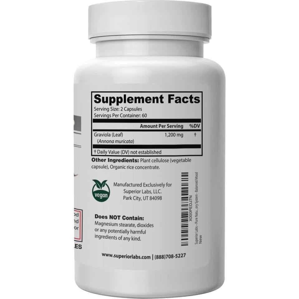 Suplemento Graviola 1200mg Superior Labs - 120 Cápsulas Veganas