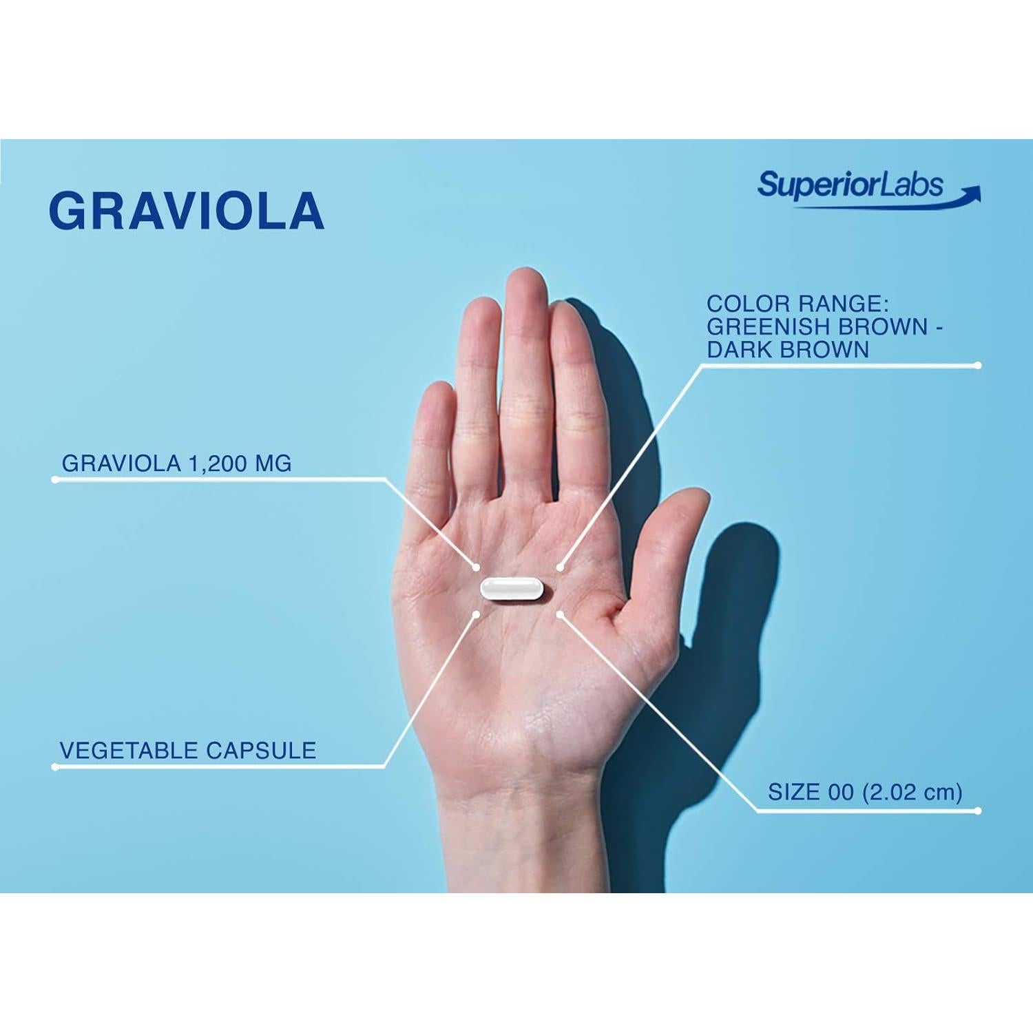 Suplemento Graviola 1200mg Superior Labs - 120 Cápsulas Veganas