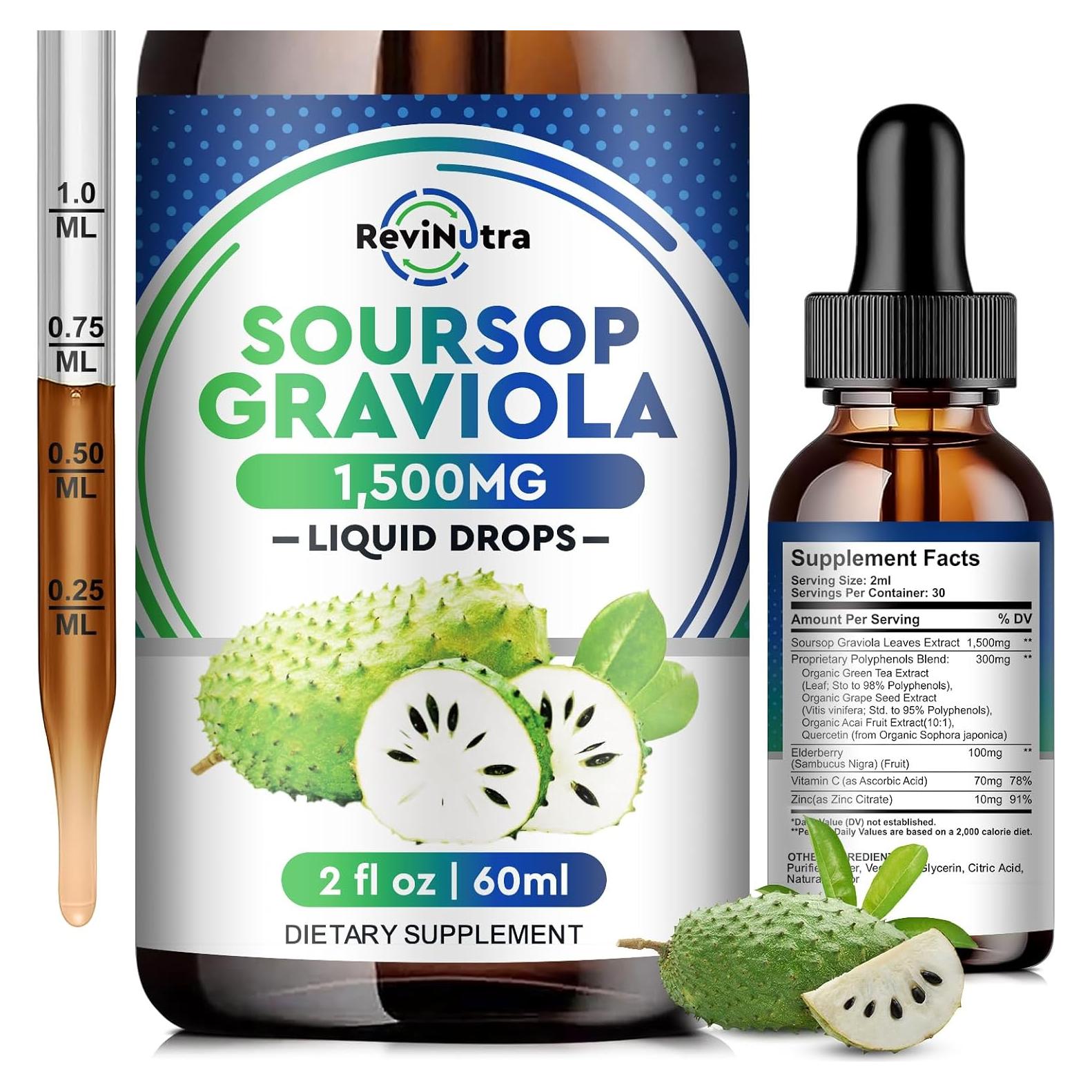 Gotas Líquidas de Graviola ReviNutra 60 ml - Suplemento Inmunológico