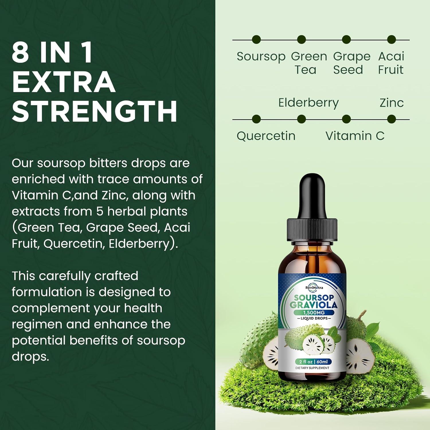 Gotas Líquidas de Graviola ReviNutra 60 ml - Suplemento Inmunológico