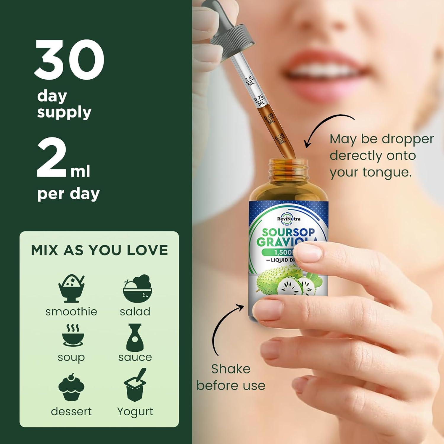 Gotas Líquidas de Graviola ReviNutra 60 ml - Suplemento Inmunológico