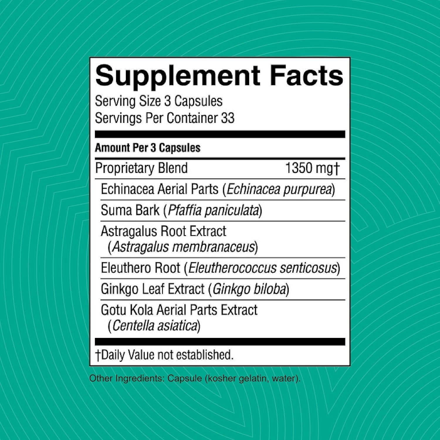 Suplemento Energético Nature's Sunshine Suma 100 Cápsulas