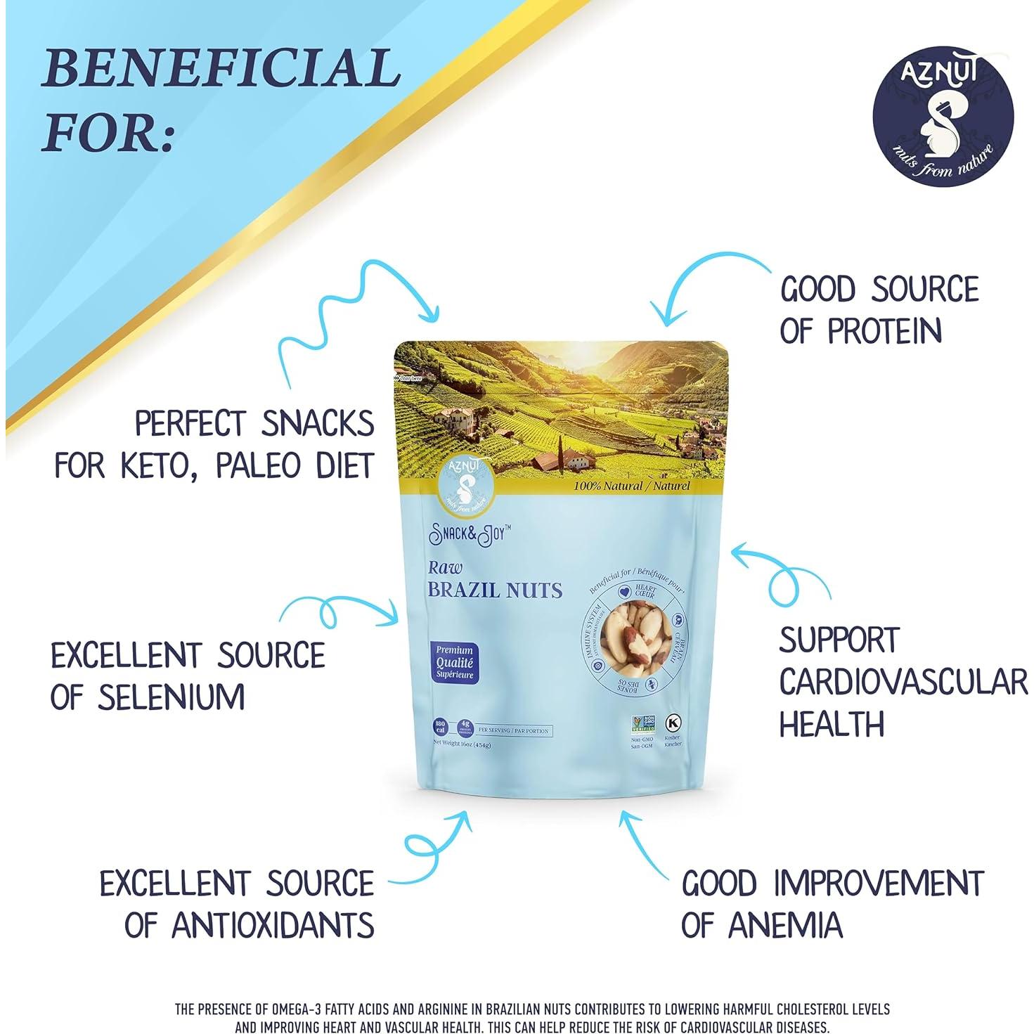 Nueces de Brasil Aznut Crudas 0.45 kg Sin Cáscara Veganas