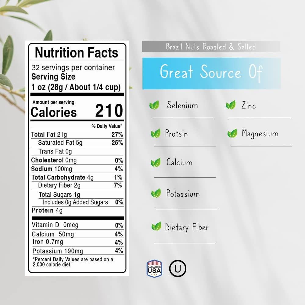 Nueces de Brasil Tostadas y Saladas Jaybee 907 g - Snack Saludable