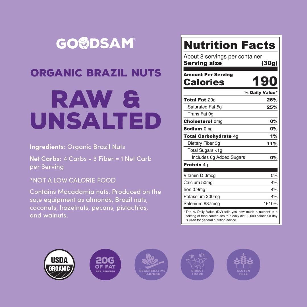 Nueces de Brasil Orgánicas GoodSAM 226.8g Crudas Sin Sal