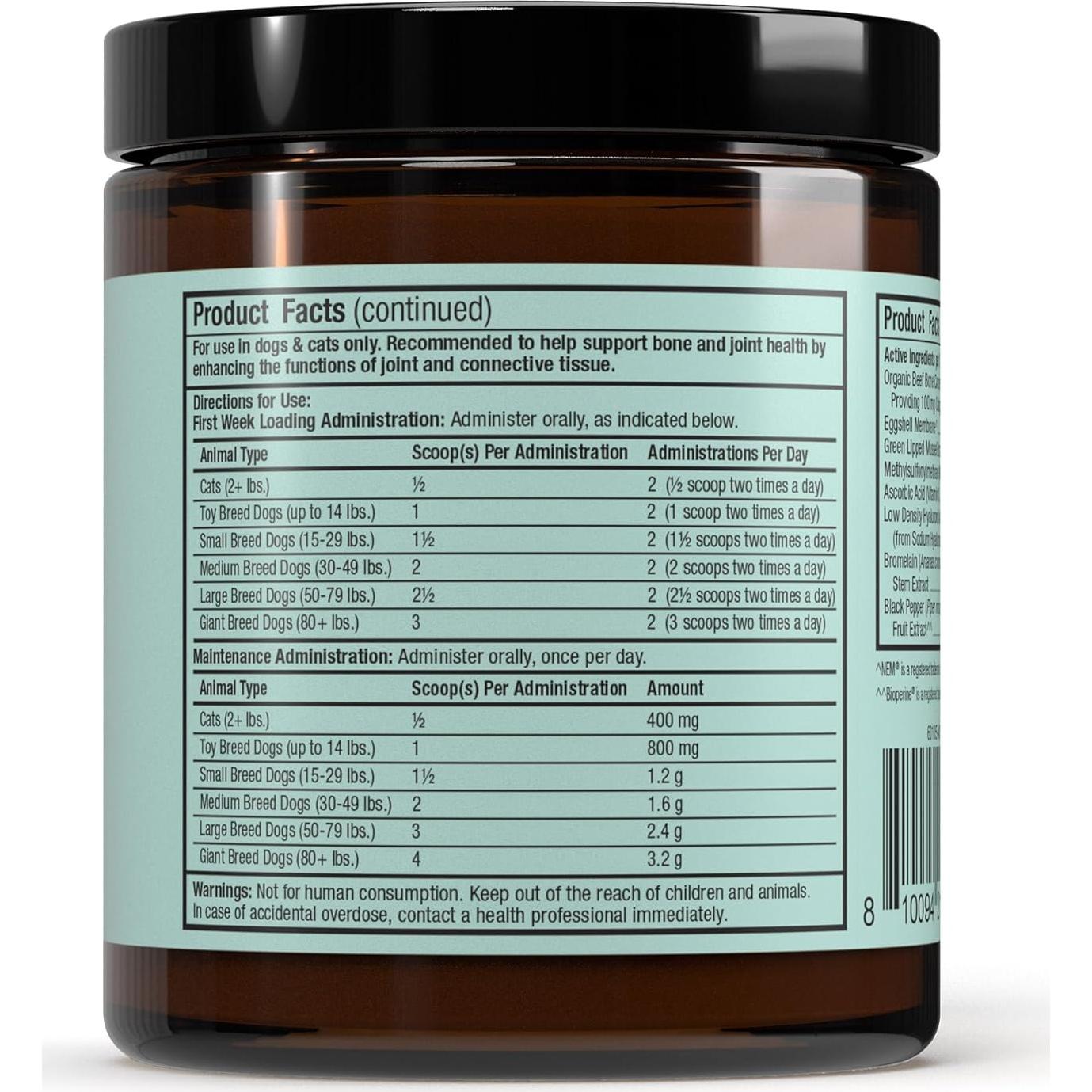 Suplemento Articular para Perros y Gatos Bark & Whiskers 48g