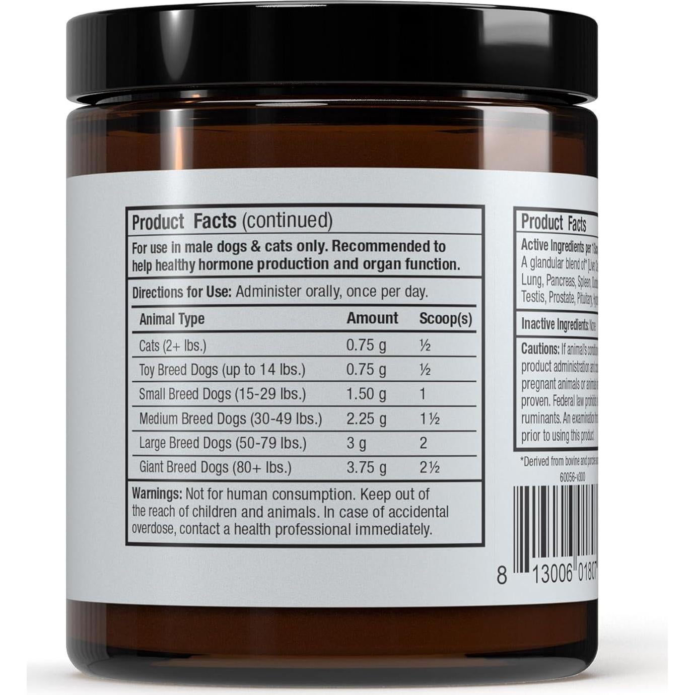 Dr. Mercola Apoyo Glandular para Perros y Gatos Macho 113.4g