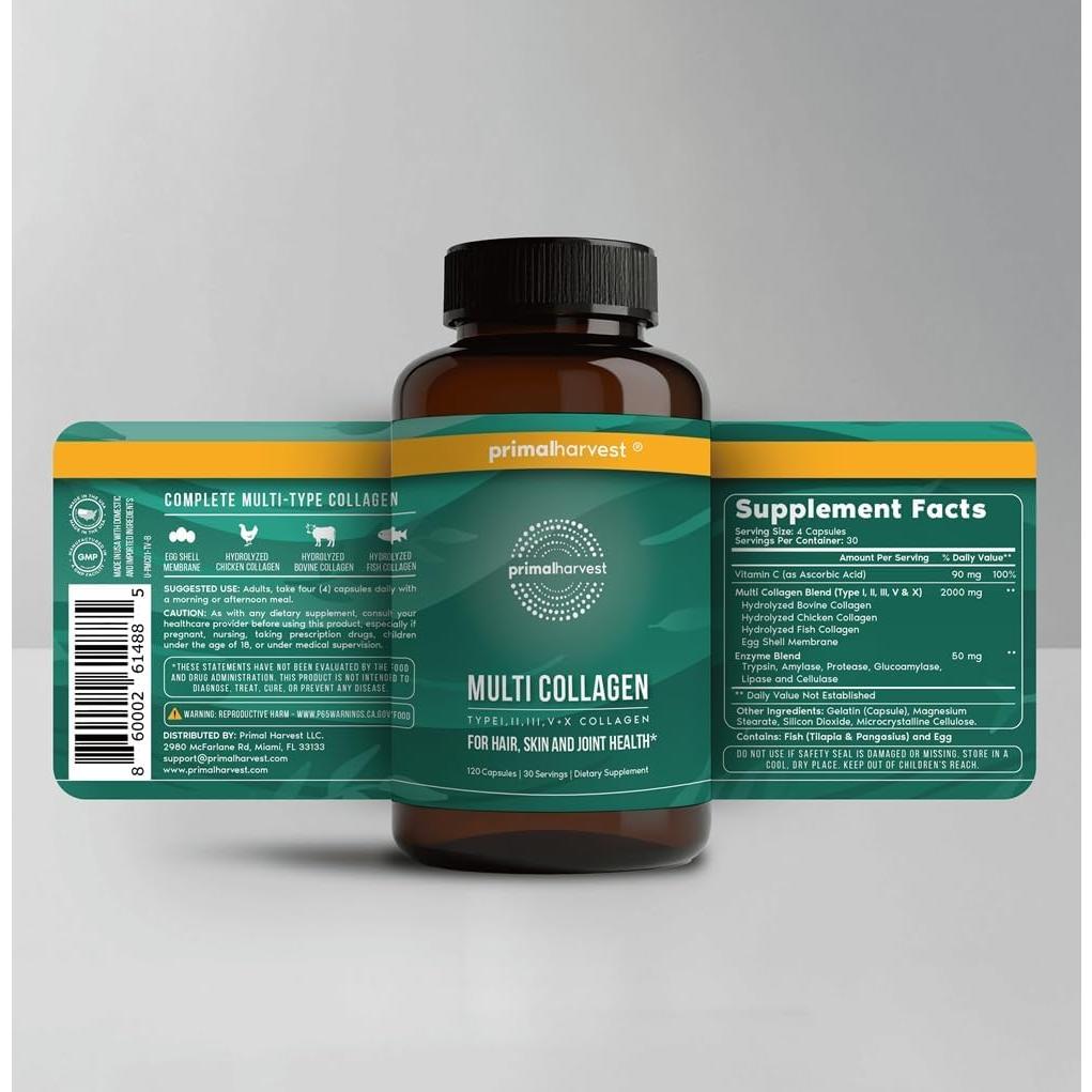 Píldoras de Colágeno Múltiple Primal Harvest 120 Cápsulas