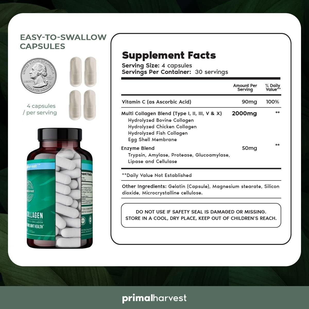 Píldoras de Colágeno Múltiple Primal Harvest 120 Cápsulas
