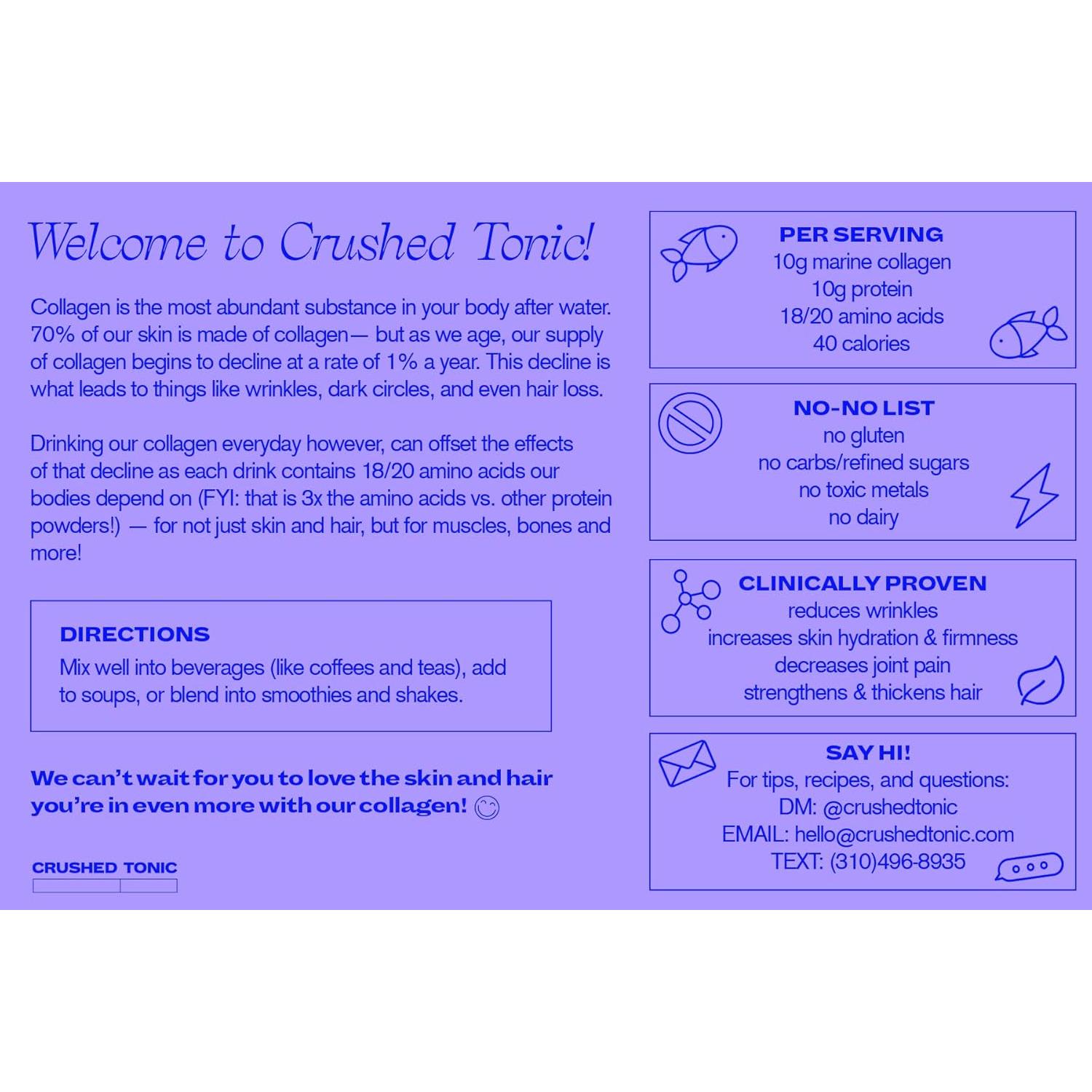 Colágeno Marino Crushed Tonic - 30 Palitos - Sin Sabor - 10g