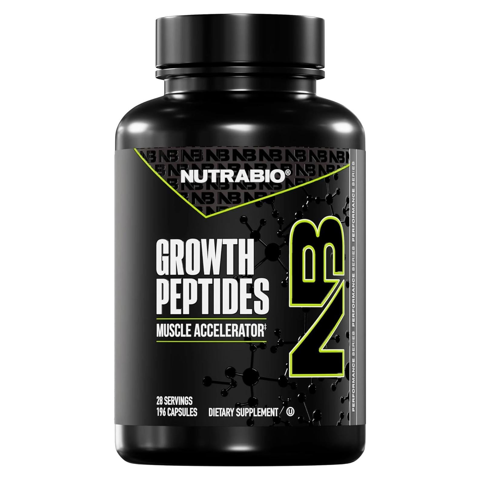 NutraBio Growth Peptides 196 Cápsulas - Acelerador Muscular