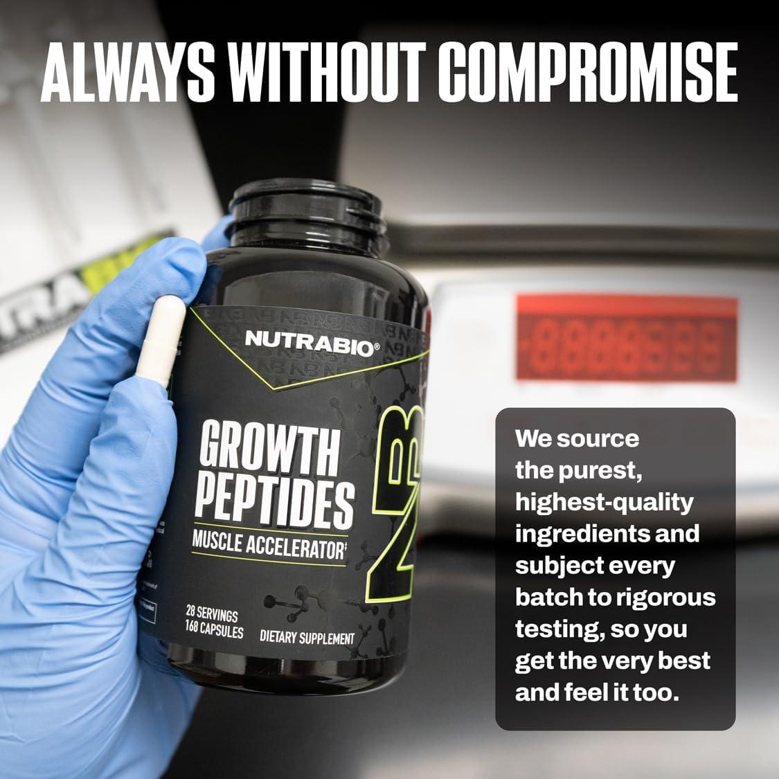 NutraBio Growth Peptides 196 Cápsulas - Acelerador Muscular