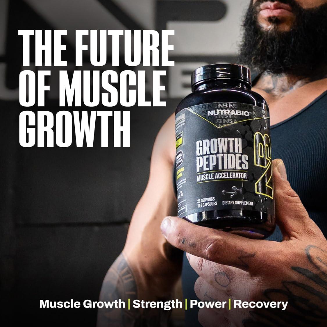 NutraBio Growth Peptides 196 Cápsulas - Acelerador Muscular