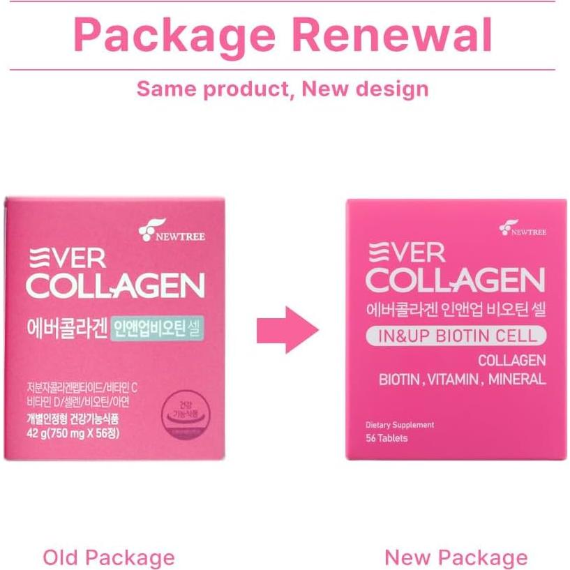 Ever Collagen Biotina Célula - Tabletas de Colágeno Marino 113g