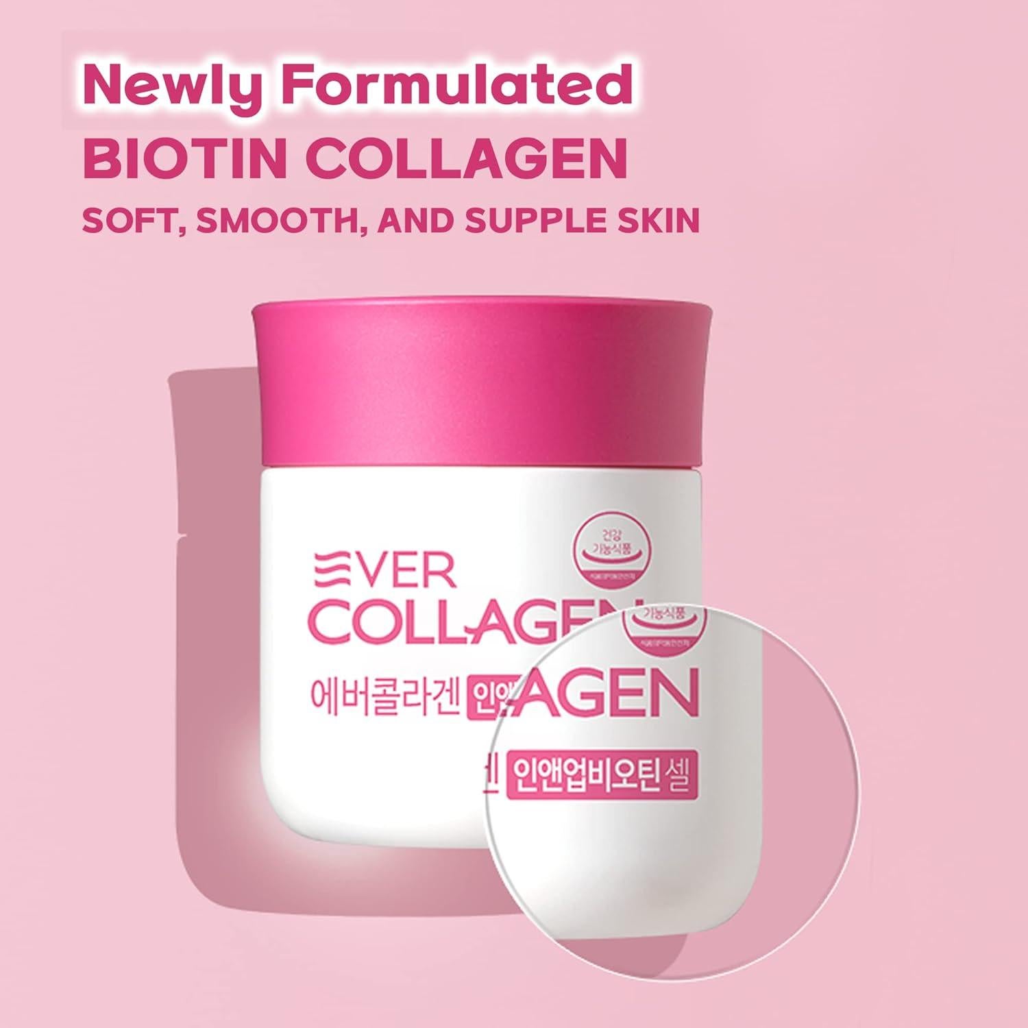 Ever Collagen Biotina Célula - Tabletas de Colágeno Marino 113g