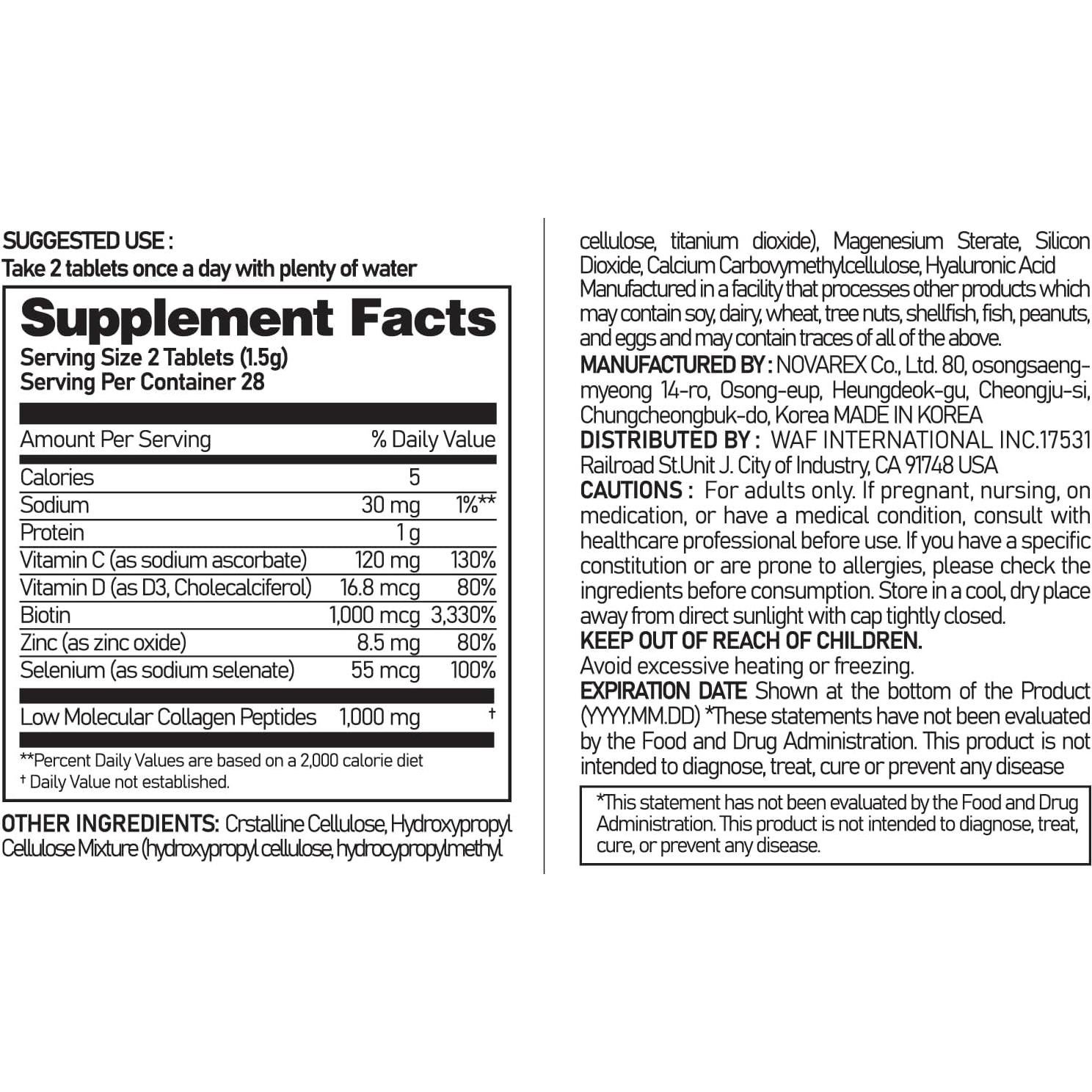 Ever Collagen Biotina Célula - Tabletas de Colágeno Marino 113g