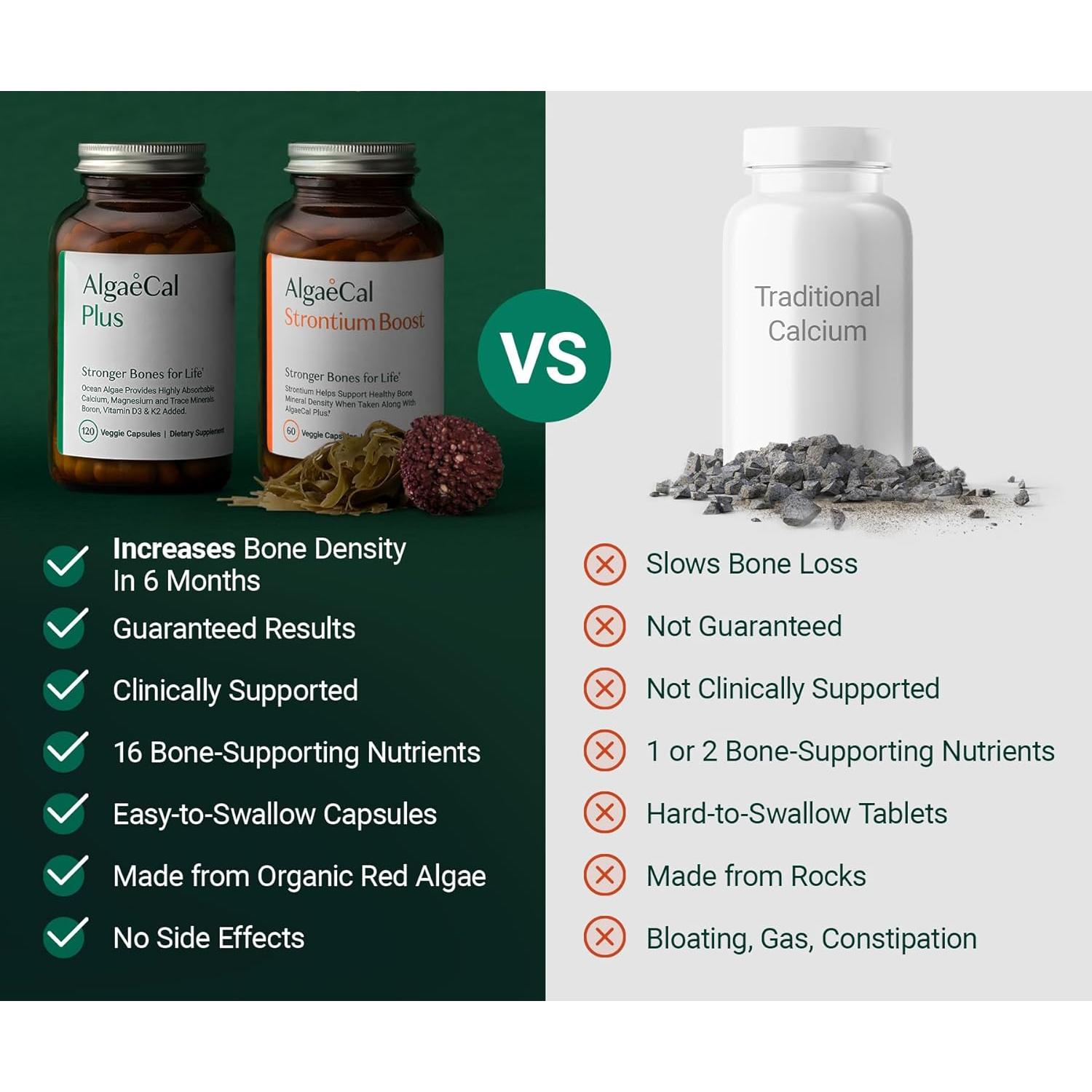 Suplemento AlgaeCal - Vitamina D3 Completa y Calcio 720mg