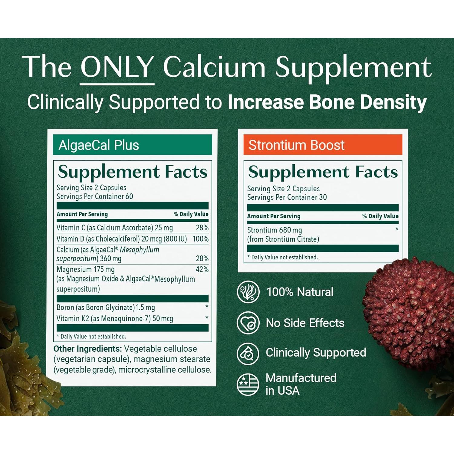 Suplemento AlgaeCal - Vitamina D3 Completa y Calcio 720mg