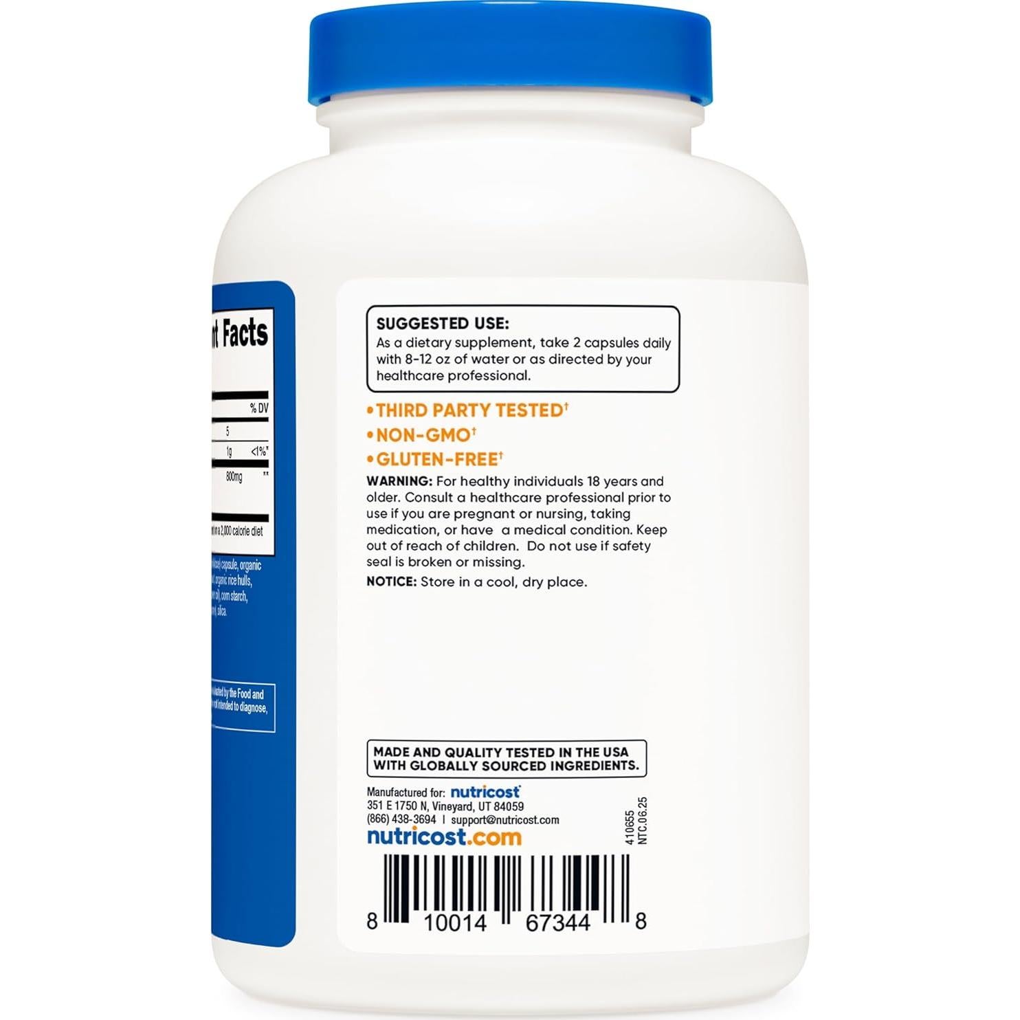 Extracto de Bambú Nutricost 400 mg - 240 Cápsulas Veganas