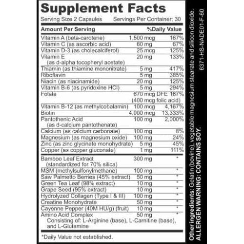 Suplemento de Vitamina Bamboo Hermosamente 60 Cápsulas - Piel, Cabello y Uñas