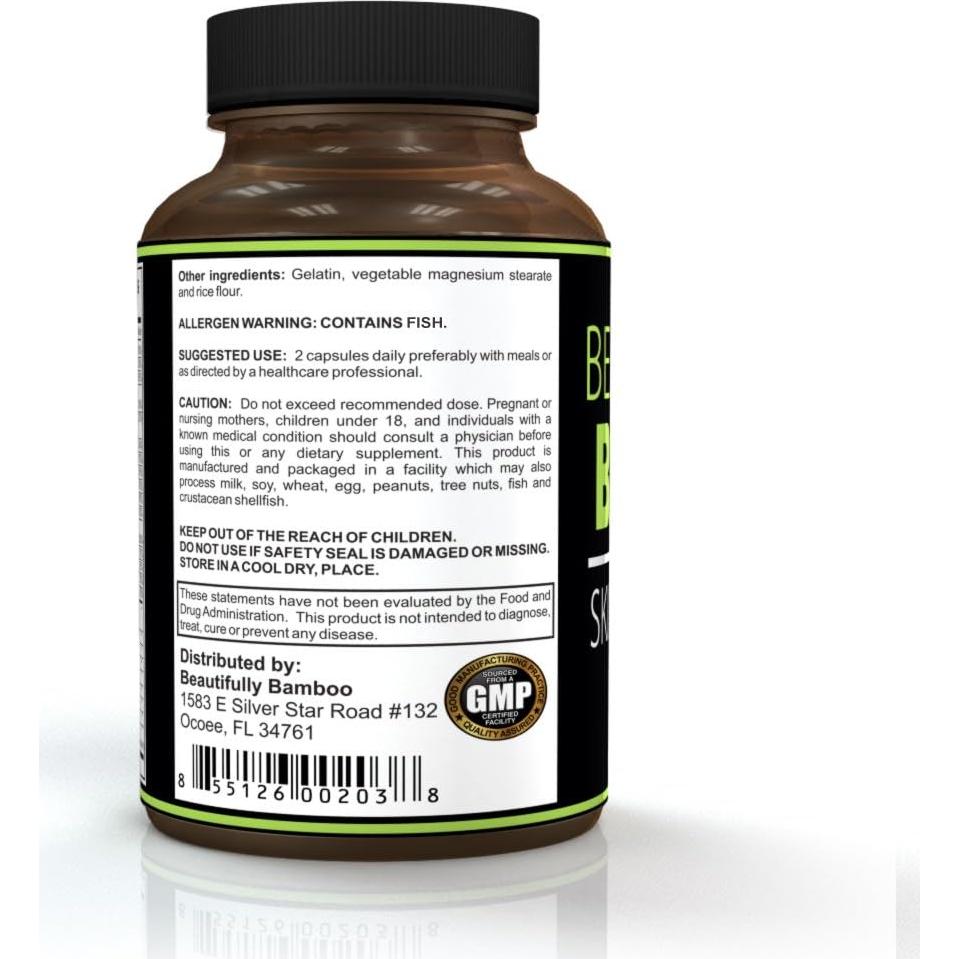 Suplemento de Vitamina Bamboo Hermosamente 60 Cápsulas - Piel, Cabello y Uñas