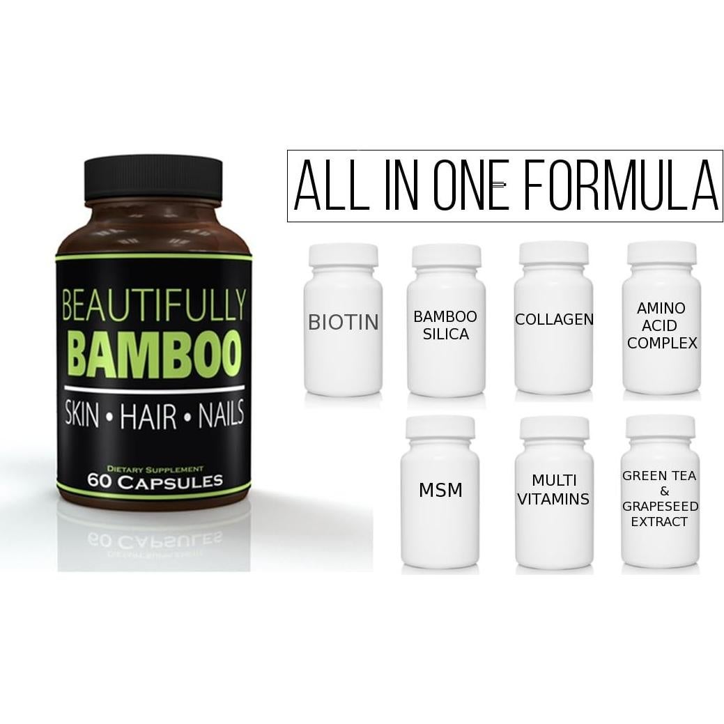 Suplemento de Vitamina Bamboo Hermosamente 60 Cápsulas - Piel, Cabello y Uñas