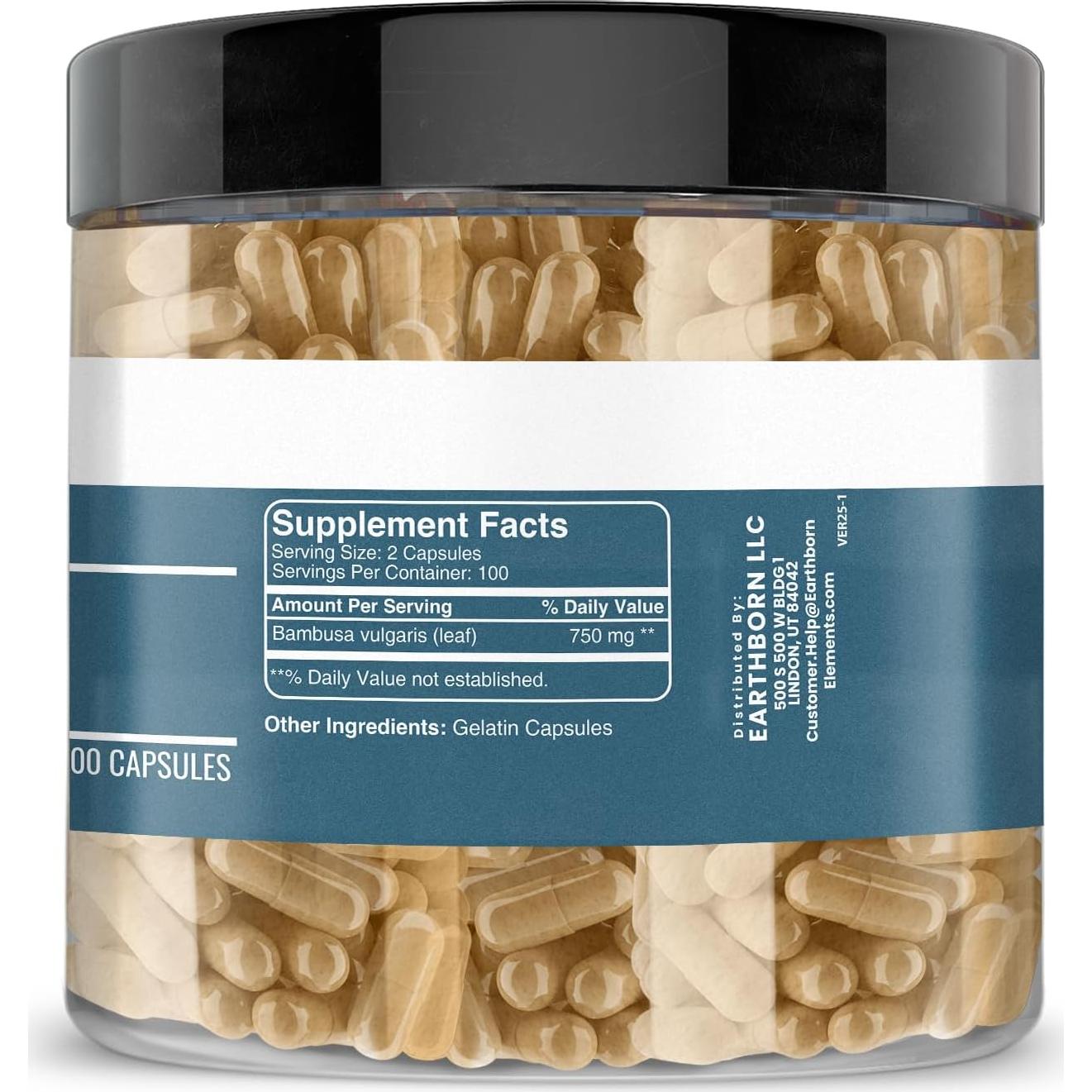 Cápsulas de Bambú Elementos de la Tierra 200 Unidades Puras